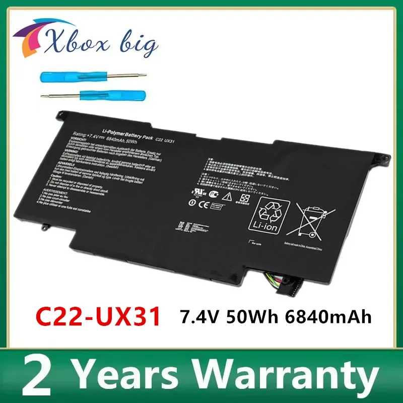 

New C22-UX31 Laptop Battery for ASUS Zenbook UX31E UX31A DH72 Uitrabook UX31AR4004H BX31E BX31A 7.4V 50Wh 6840mAh