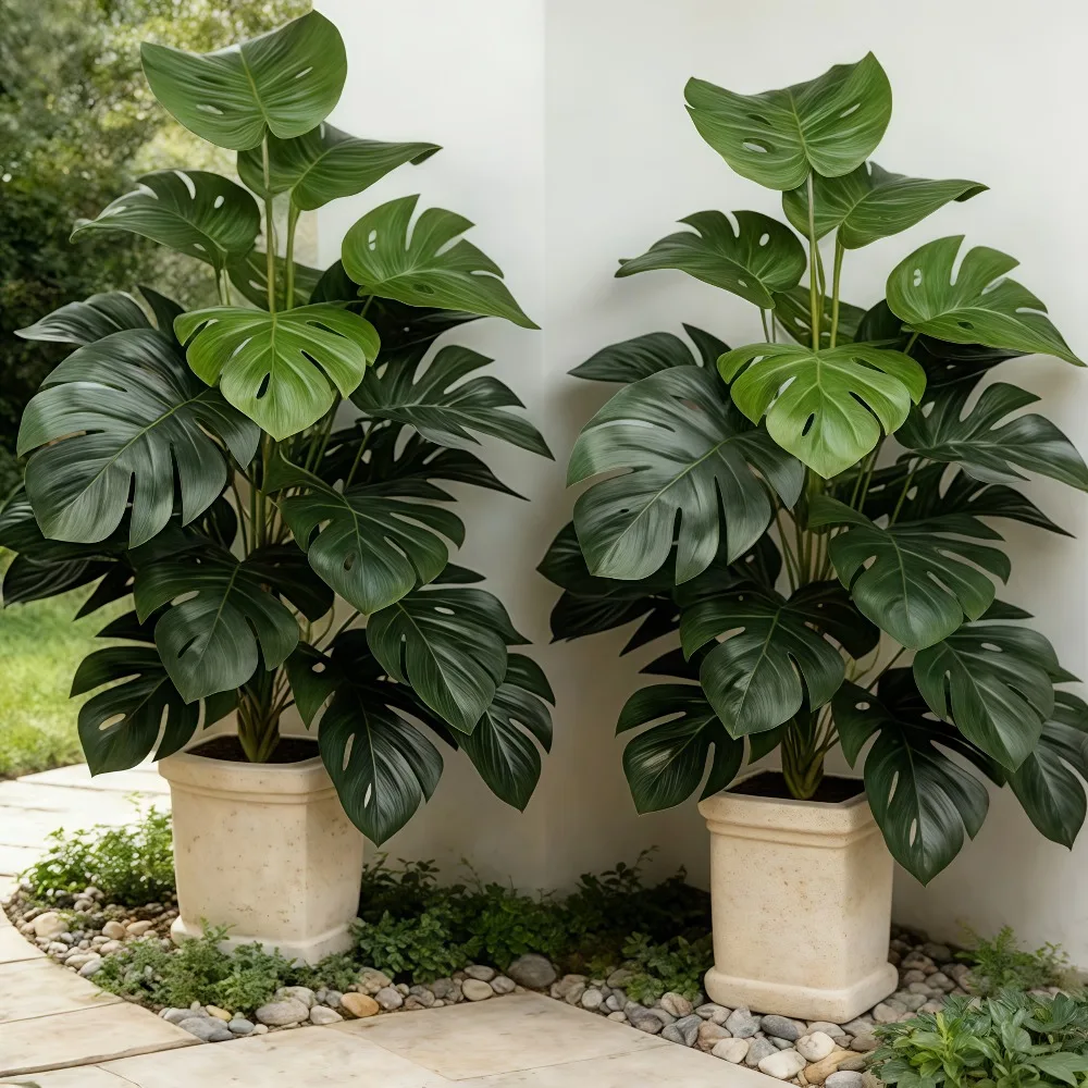 1 Stück Künstlicher Monstera-Baum, Gefälschte Palmpflanzen, Plastik-Schildkrötenblätter, Tropische Landschaftspflanzen für Heim, Garten, Büro-Dekoration 2026 – Detail 1