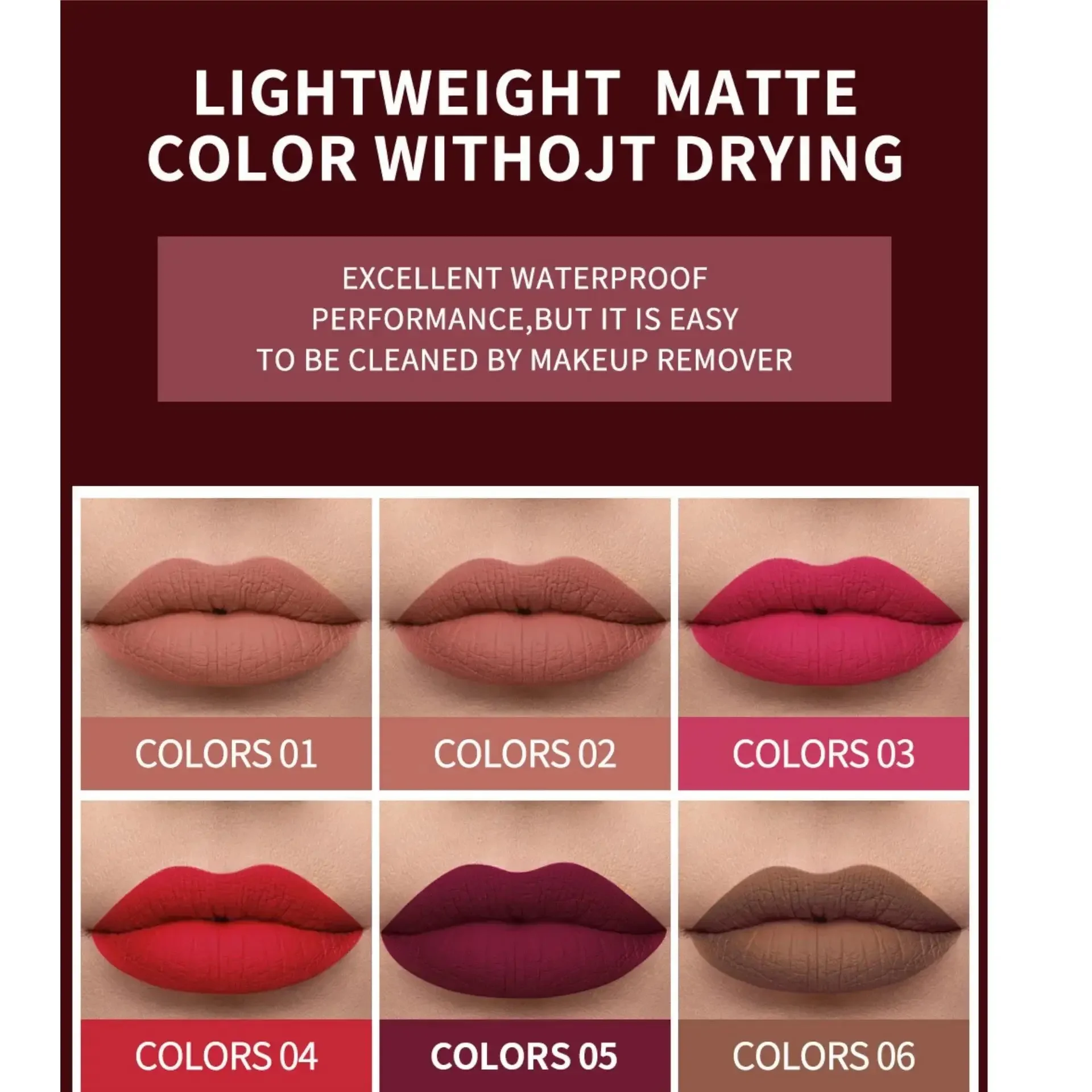 Esmalte de labios mate de terciopelo, resistente al agua, de larga duración, rojo desnudo, lápiz labial líquido sedoso, maquillaje, mancha de labios Sexy para mujer