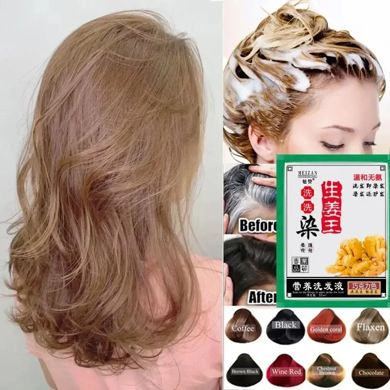 1Pcs Hair Shampoo Instant Hair Dye 5 Minutues White Hair into Black Mild Formula Ginger Extracts Multicolor 머리 Styling Tools