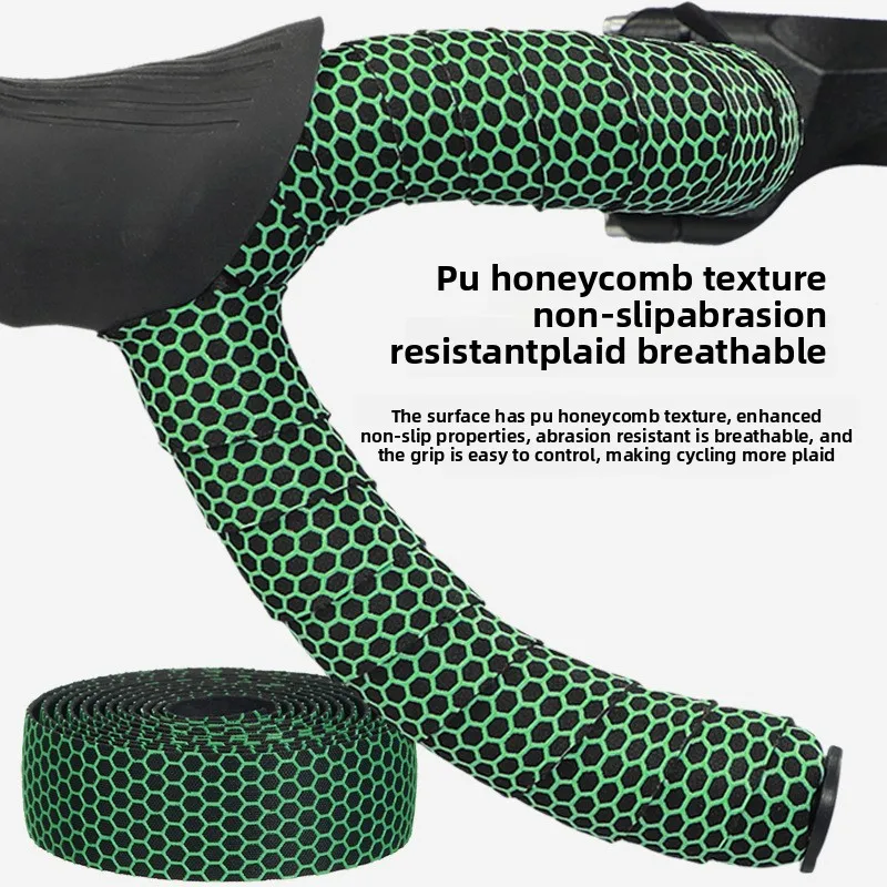 Road handlebar straps bicycle honeycomb silicone anti-slip sweat-absorbing shock-absorbing hand straps binding and wrapping