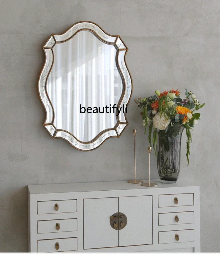 European bathroom wash mirror American hanging mirror entrance countertop bedroom light luxury wall hanging ma