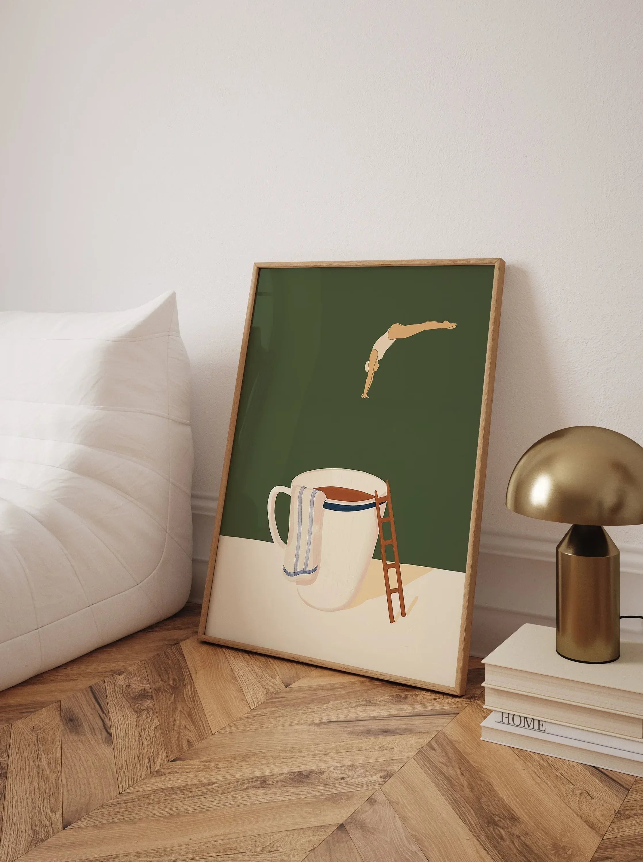 غواص القهوة قماش يطبع المطبخ صباح الخير القهوة جدار الفن الملصقات لغرفة المعيشة الحديثة ديكور المنزل عشاق القهوة الهدايا