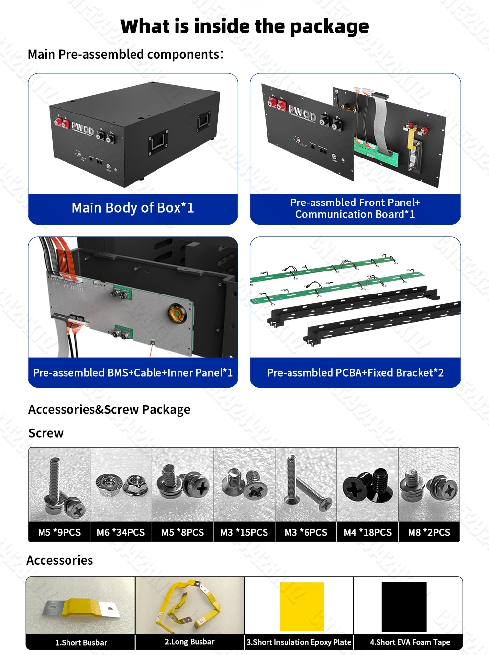 EU-Lagerbestand PWOD 48V LiFePO4 Batterie-Kits Box unterstützt 280AH bis 360AH mit Smart 16S 200A BMS LiFePO4 Zellen für Heimenergiespeicher – Detail 3