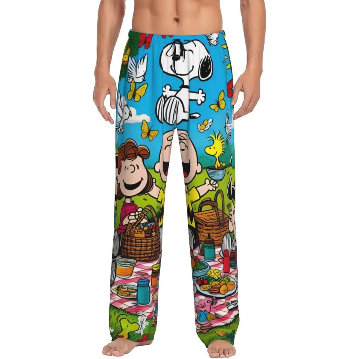 

Мужские пижамные штаны с милым мультяшным принтом Snoopy, одежда для сна с карманами на заказ