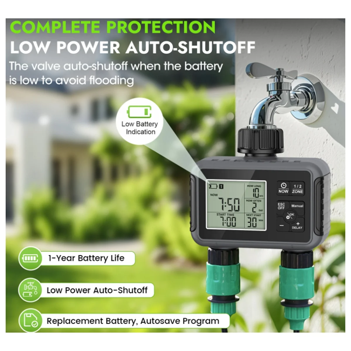 Y31A Smart Wasser Timer Intelligente 2-ausgang Bewässerung Bewässerung System Sprinkler Timer Garten Programmierer LCD Display