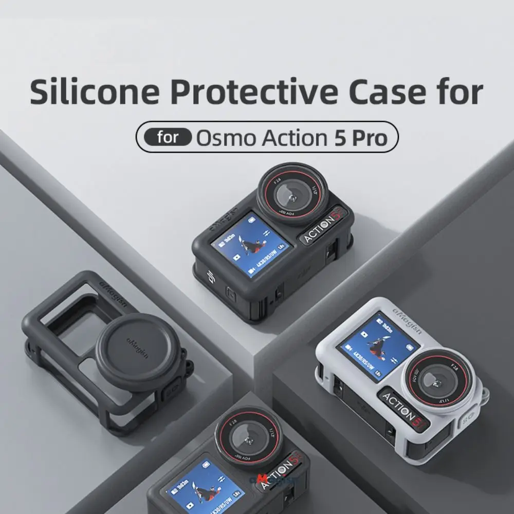 Casing pelindung silikon Anti gores, casing pelindung silikon, Anti gores, aksesori pelindung silikon dengan tali Anti hilang untuk DJI Osmo Action 5 Pro