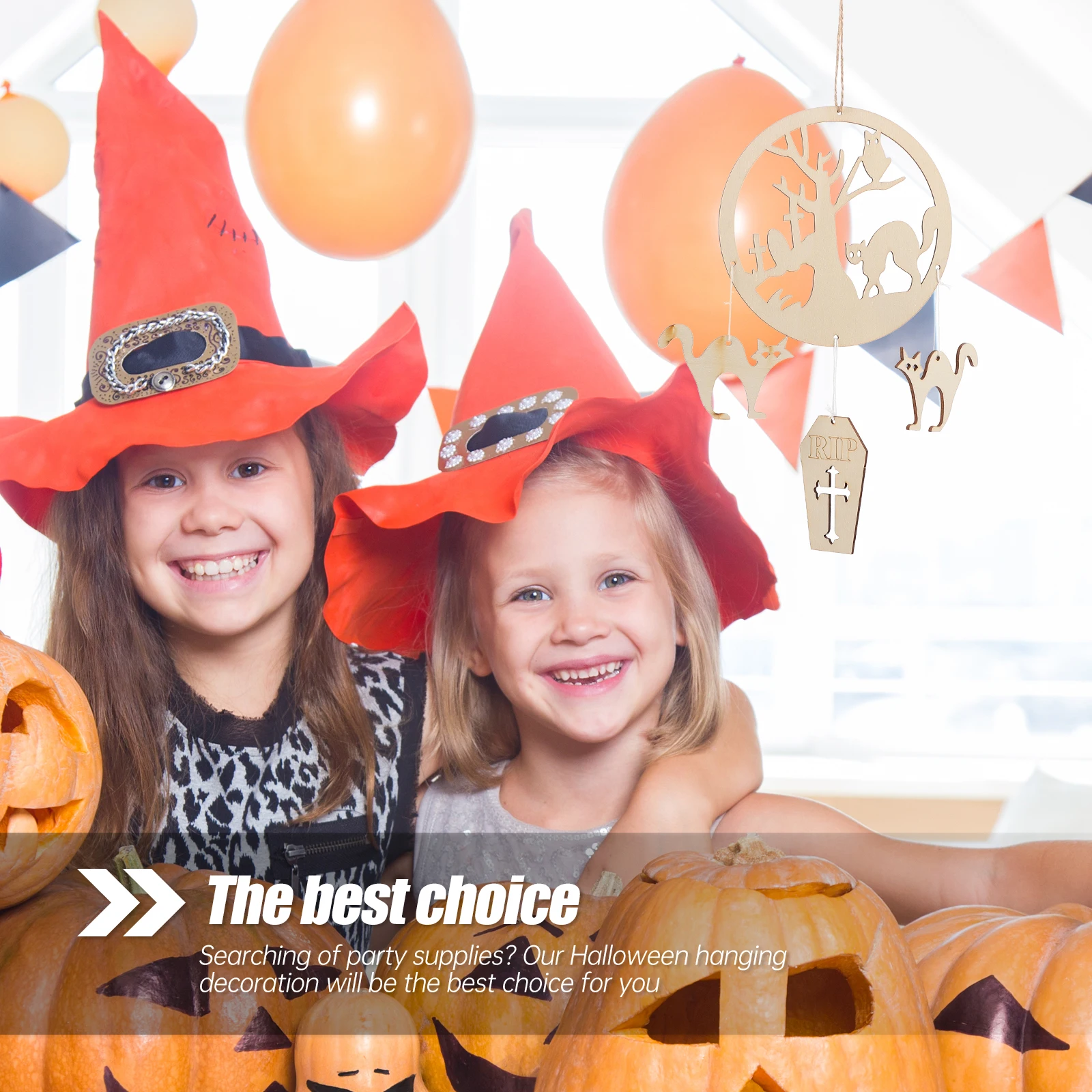 

1pc Wooden Hanging Decoration Halloween Party Themed Craft Ceiling Wall Window Tree Ornament Home Kitchen Stair Decor