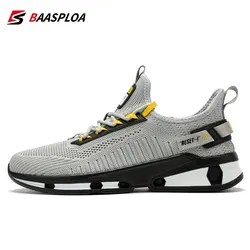 Baasploa Men Casual Sneakers New Mesh Breathable Sport Shoes For Men Fashion Lightweight Running Shoes Non-Slip Outdoor