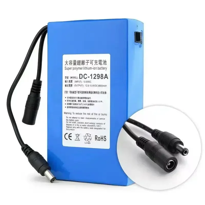 2022 DC12980 12V 9800MAH Batterie Hohe Qualität Wiederaufladbare Tragbare Lithium-ionen DC1298A Mit US/EU Stecker