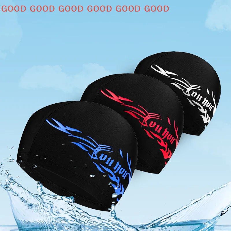 Shark-Design Swimming Cap for Men & Women Waterproof Fabric High Elasticity Flexible Durable Ear Protection Long Hair Friendly