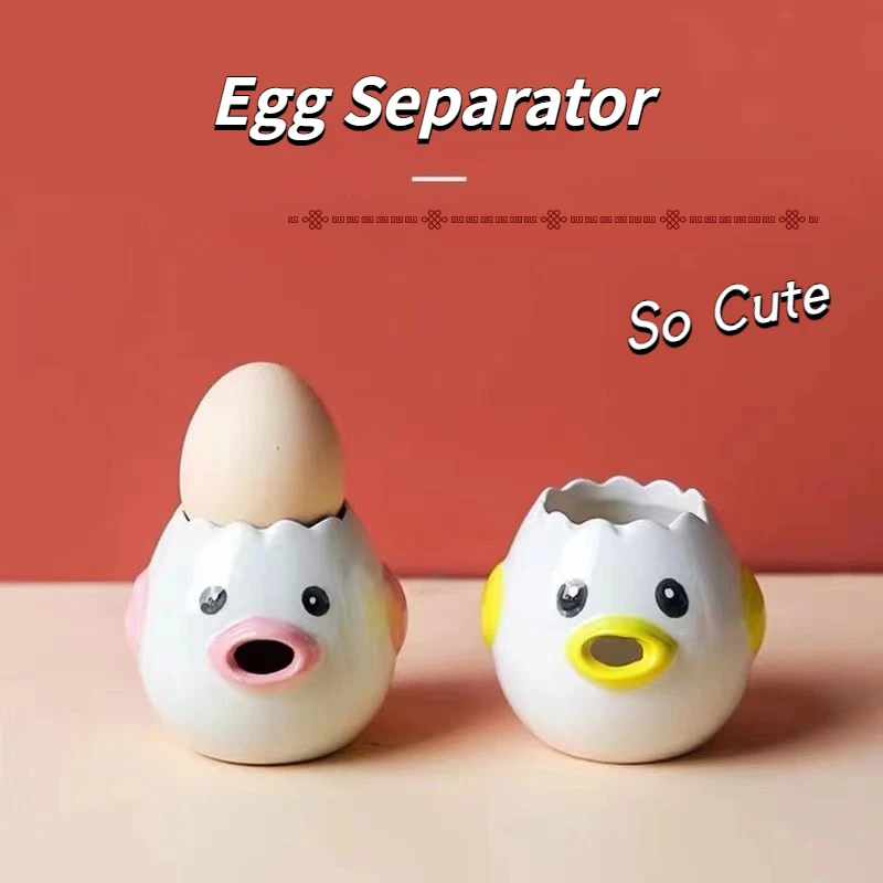 

Cute Carton Egg Separator Food Grade Ceramic Kitchen Gadget Cooking Baking Tool Eggs Filter Egg Extractor Egg White Yolk Divider