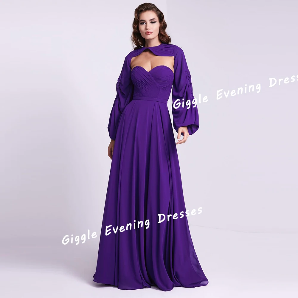 Giggle-vestido drapeado de gasa con cuello redondo para mujer, elegante vestido de graduación árabe saudita sin espalda, vestidos de fiesta de noche hasta el suelo para verano, 2024