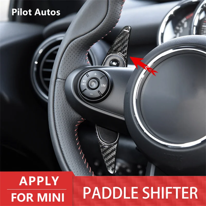 For MINI F55 F56 Clubman F54 Cabrio F57 Countryman F60 Steering Wheel Shift Paddle Extended Shifter Genuine Carbon Fiber Trim