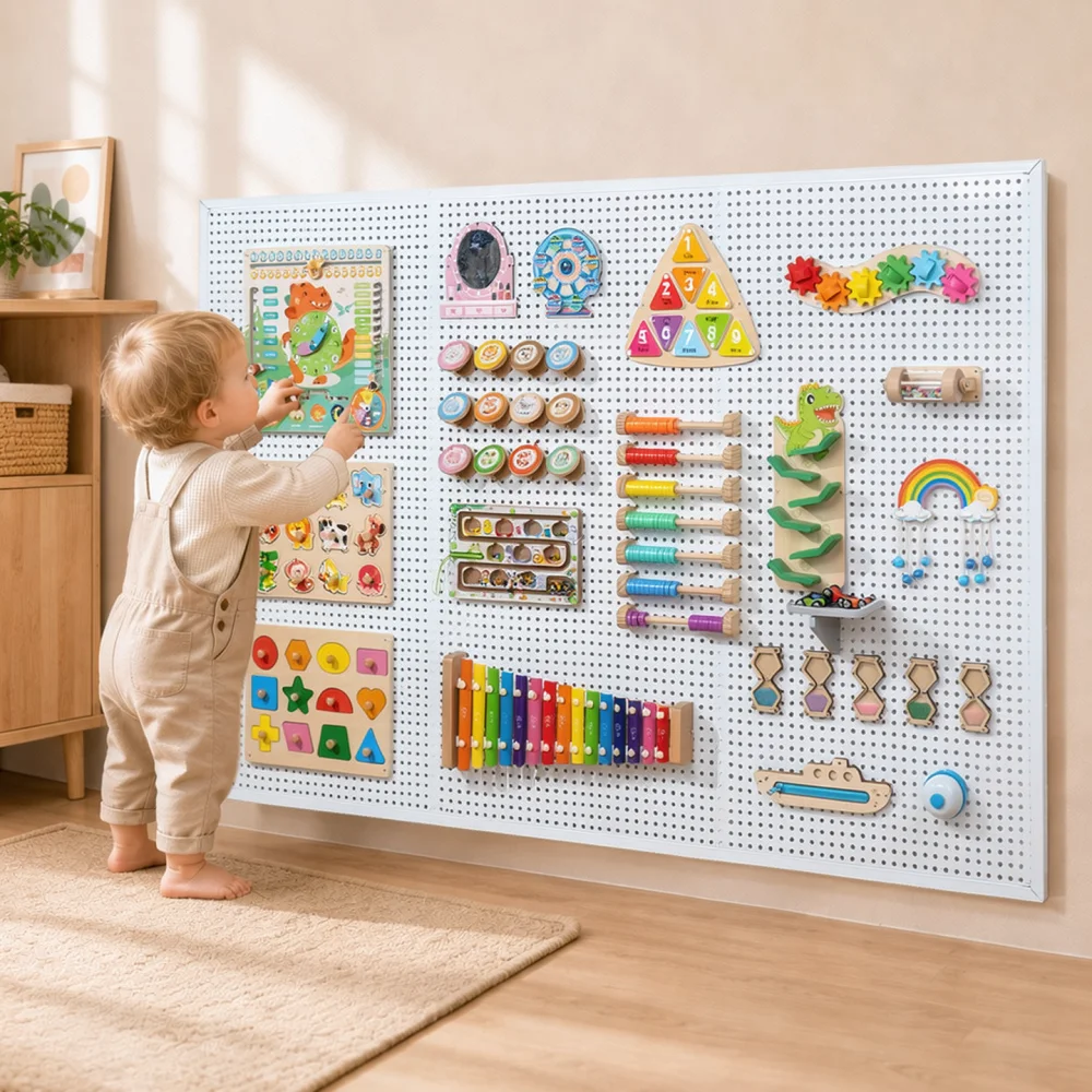 Diy Montessori Busy Board Wood Components Preschool Sensory Toys Educational Aids Kindergarten Skill Training Activity