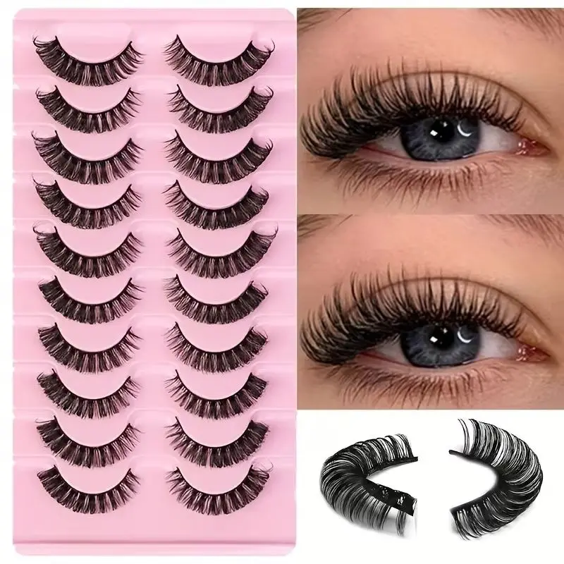 10 Paar 3D Cat Eye falsche Wimpern, DD Curl, weich, natürliches Volumen, schräg, wiederverwendbare Wimpern für den täglichen Gebrauch und Party-Make-up