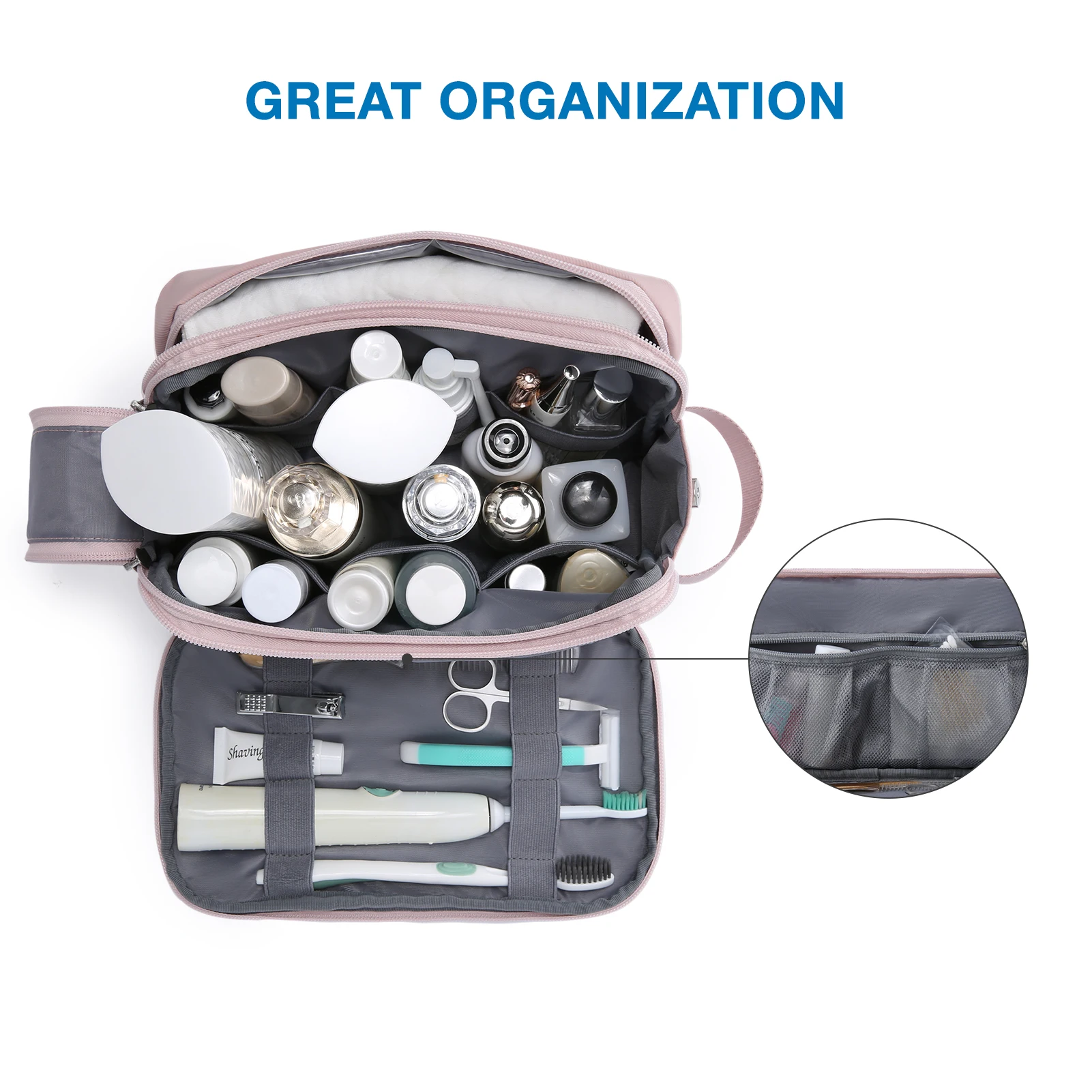 Bolsa de Cosmética Feminina de Viagem Funcional Pendurado com Zíper Estojo de Maquiagem Necessário Organizador Bolsa de Armazenamento Higiene