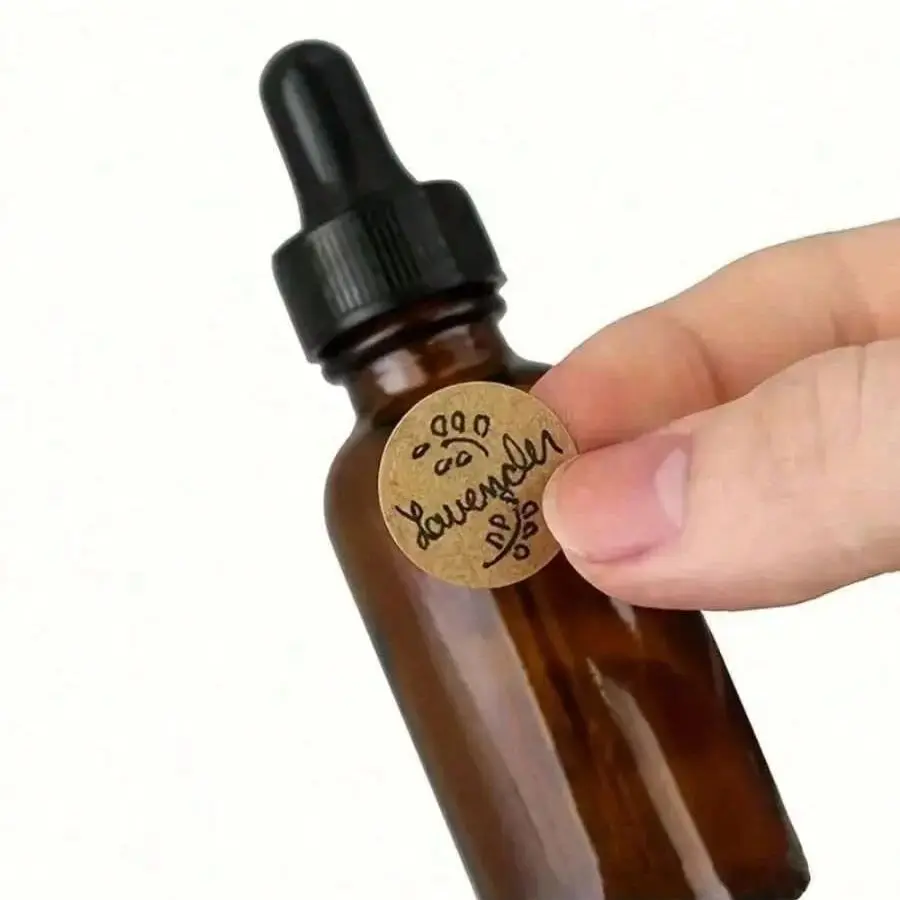 1/2 لفة من ملصقات ورق الكرافت - ملصقات دائرية متينة للتغليف بنفسك ملصقات لاصقة مقاومة للماء للتجزئة والحرفيين