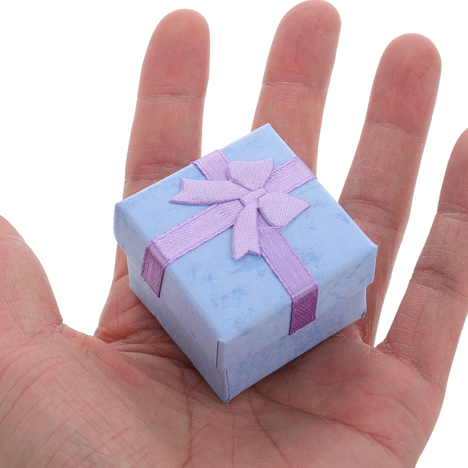 24 قطعة من صناديق المجوهرات صندوق خاتم من الورق المقوى الخزامى مع تصميم مربع على شكل فيونكة على شكل فراشة للخطوبة والزفاف والذكرى السنوية لعيد الحب