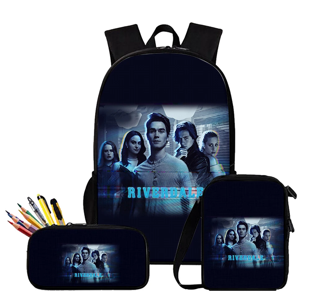 Moda juvenil TV Riverdale Temporada 5 Impresión 3D 3 unids/set bolsas de viaje para estudiantes mochila para ordenador portátil bolso de hombro estuche para lápices