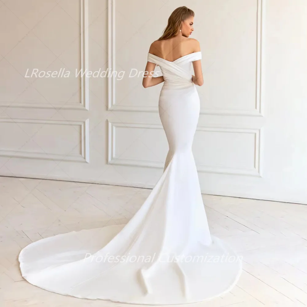 LRosella Wedding Dress Crepe Strapless Floor-Length  sleeveless  Elegant  Exquisite Elegant Morden style For women 2024 الإناث