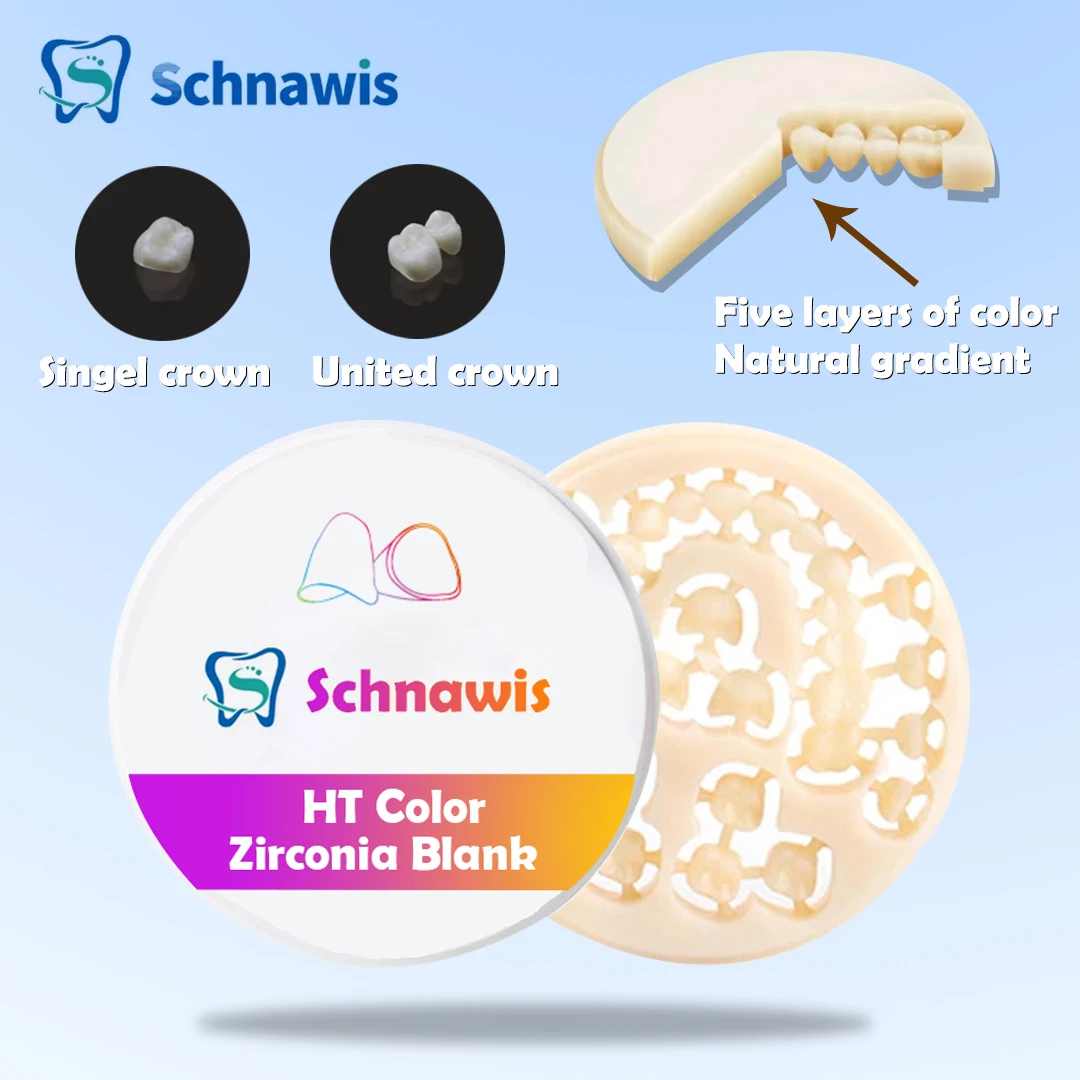 Dental Multilayer Gradient Color Zirconia Blocks All Ceramic Material for Oral Restoration Cad-Cam Milling System