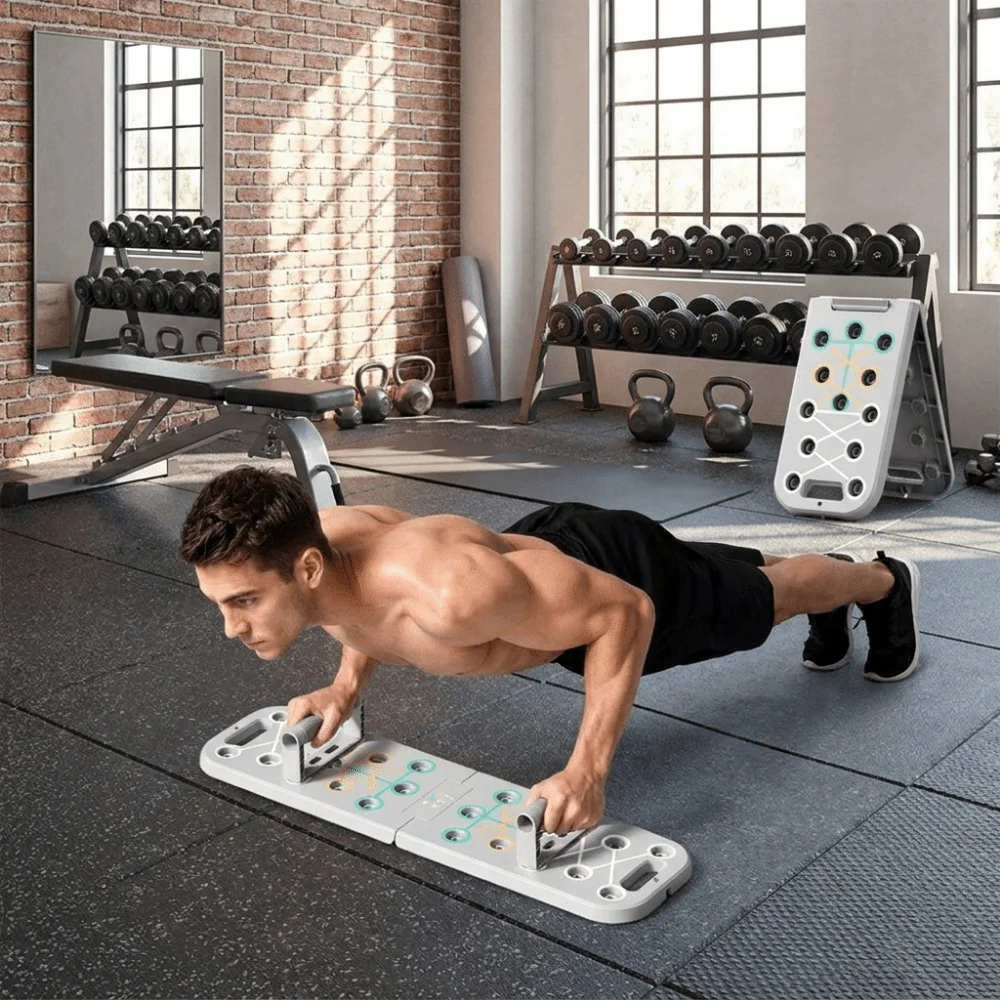 Portable Push-Up Stand with Handle Anti Slip Chest Press Rack Ergonomic Foldable Push Up Board Set Muscle Building