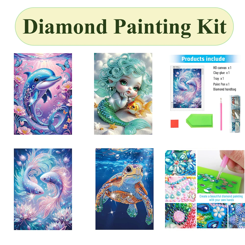 Special Shape Diamond Art Painting Kits for Beginner Adult,Ocean Theme DIY Crystal Rhinestone Diamond for Home Wall Decor Gift