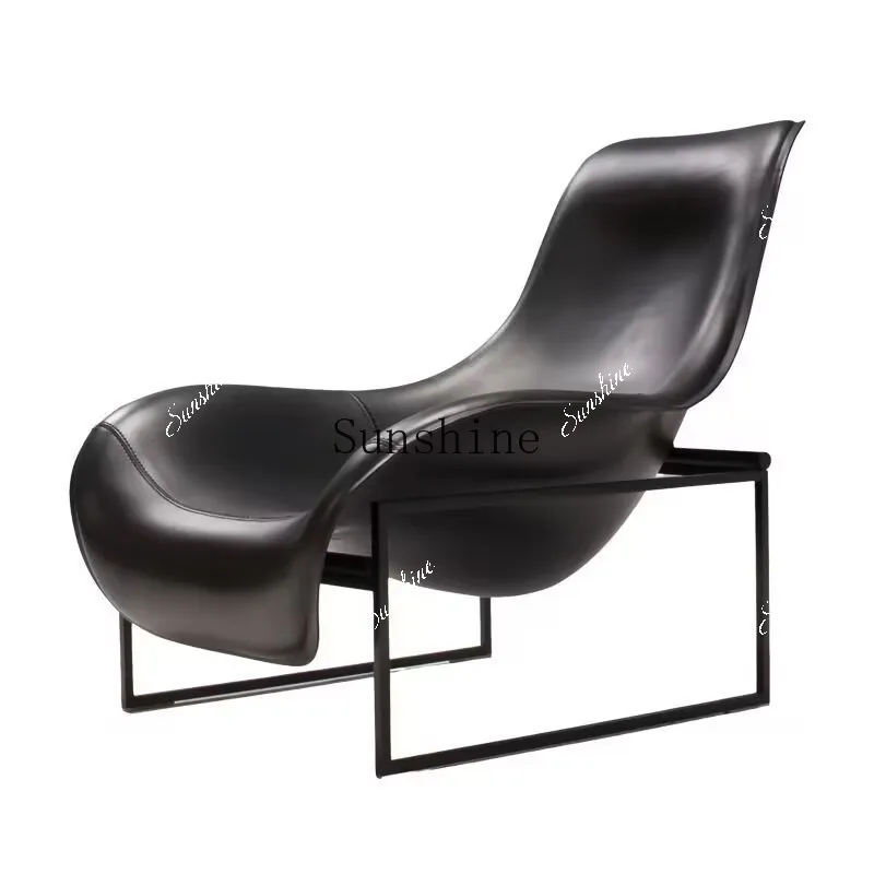 Villa single sofa chair living room leather lazy leisure chair duck tongue chair  FT