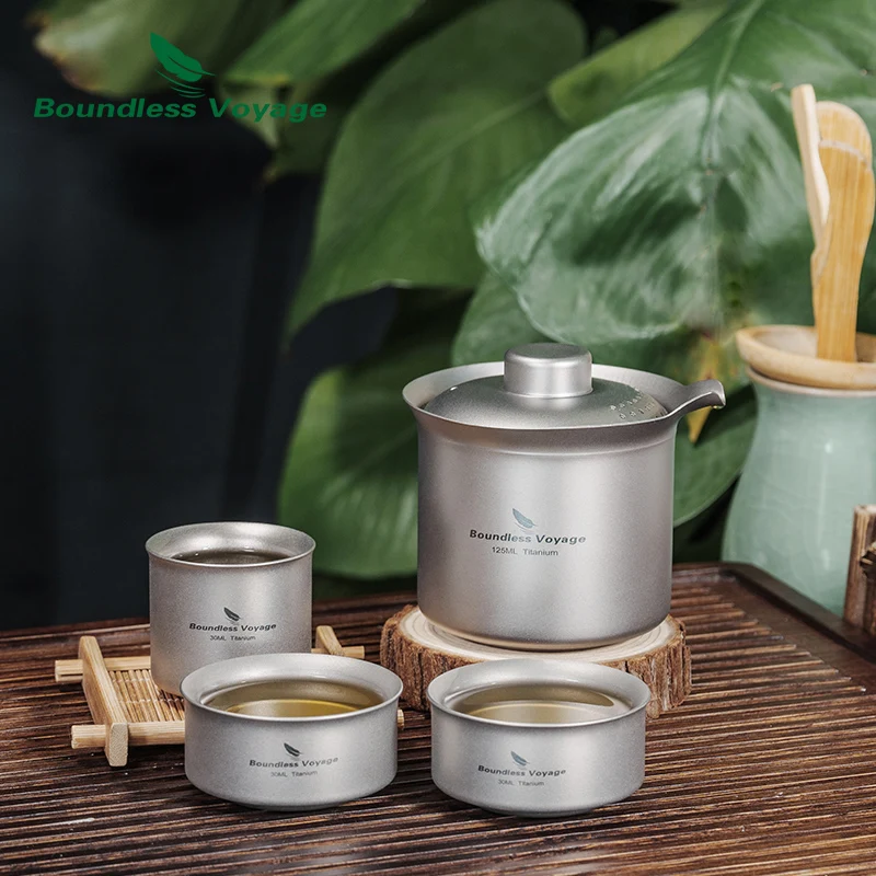 Boundless Voyage Titanium Tea Maker Double-Layer Teacup Lightweight Tea Set Outdoor Camping Portable Tea Pot Portable Travel Cup - Image 6