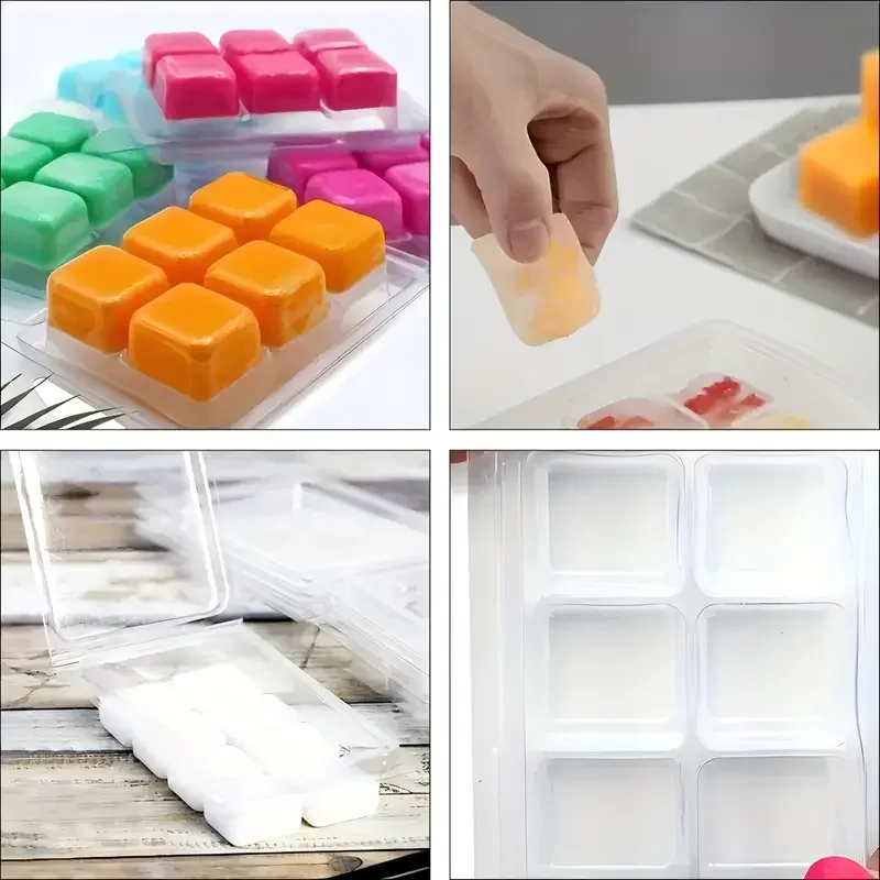10/20/30 قطعة لتقوم بها بنفسك قوالب صدفي تذوب الشمع صينية مربعة بلاستيكية فارغة لصنع الشموع #6