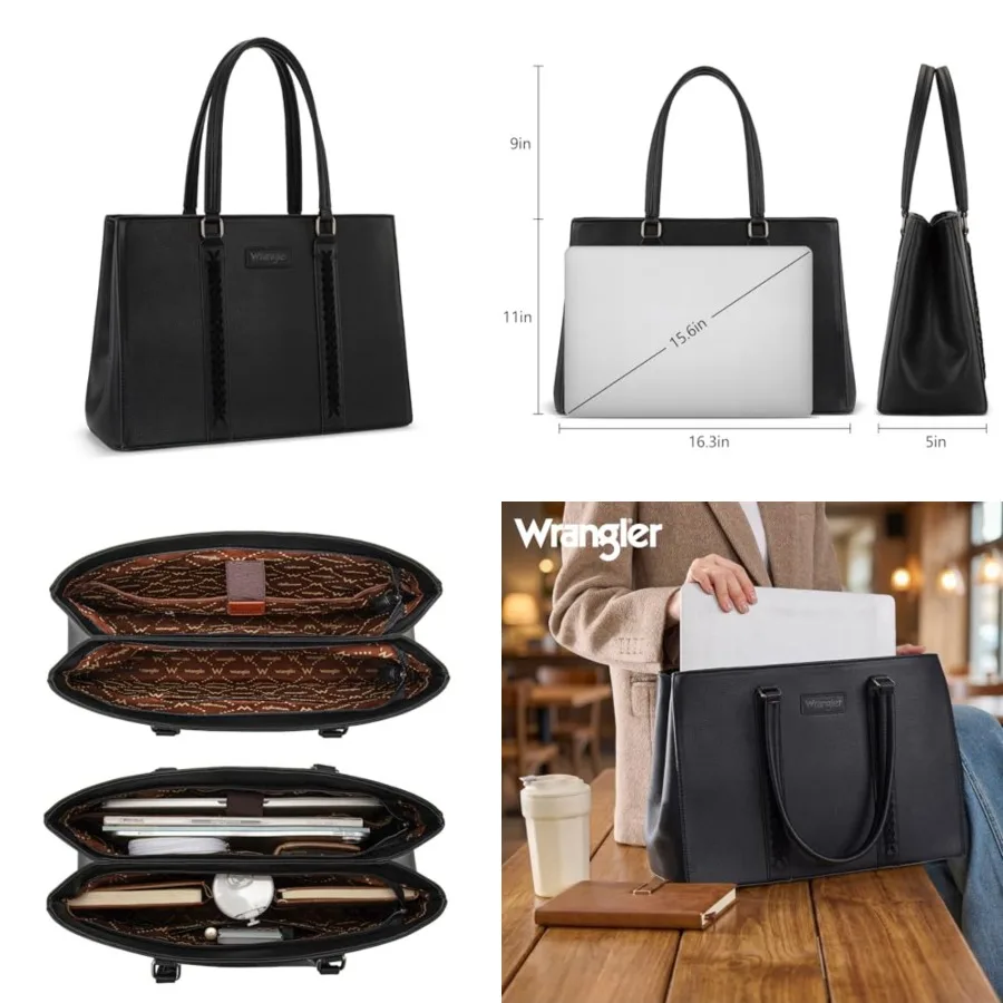 

Montana West Wrangler Laptop Tote Bag for Women 15.6 Inch Computer Bag for Work Large Double Compartment Purse and Handbag