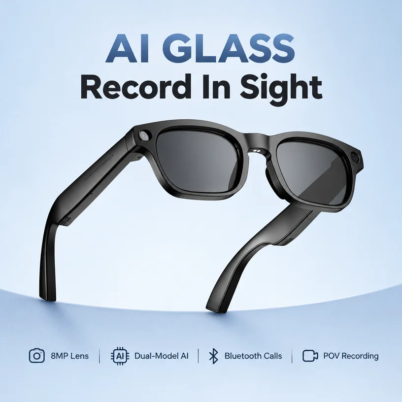 New 800W Camera AI Glasses Men Color-Changing Smart Translation Glasses Photo Video Recording Waterproof Call Smart Sunglasses
