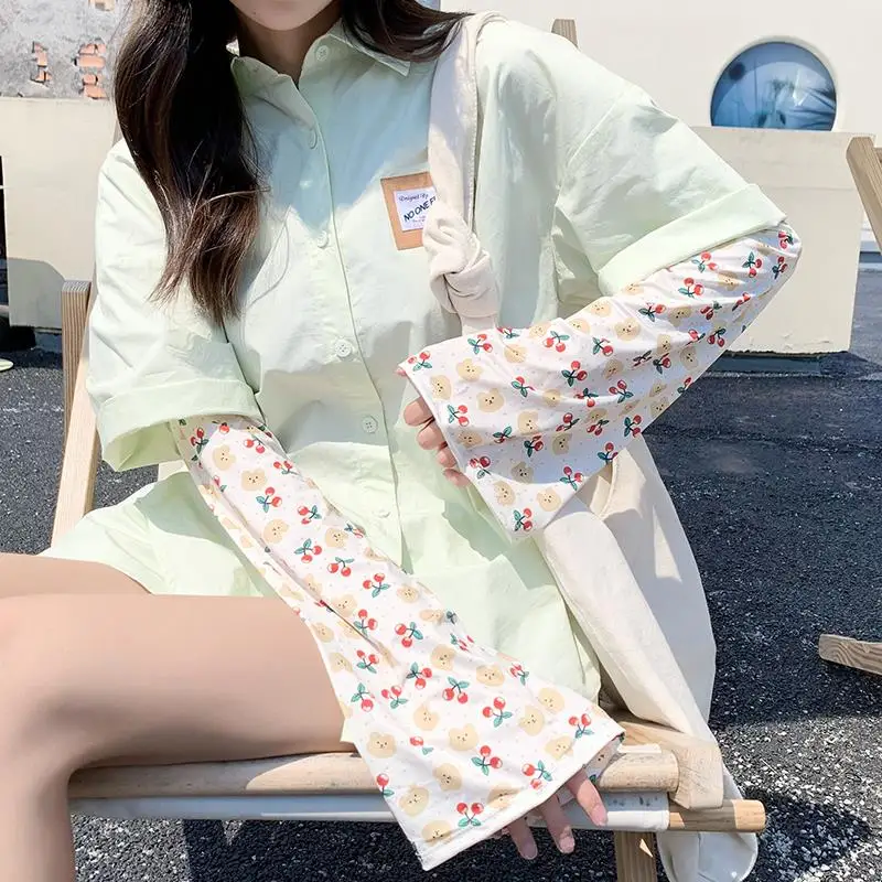 여성용 자외선 차단 아이스 실크 UV 차단 긴팔 통기성 루즈 벨 슬리브 사이클링 드라이빙 자외선 차단 팔토시