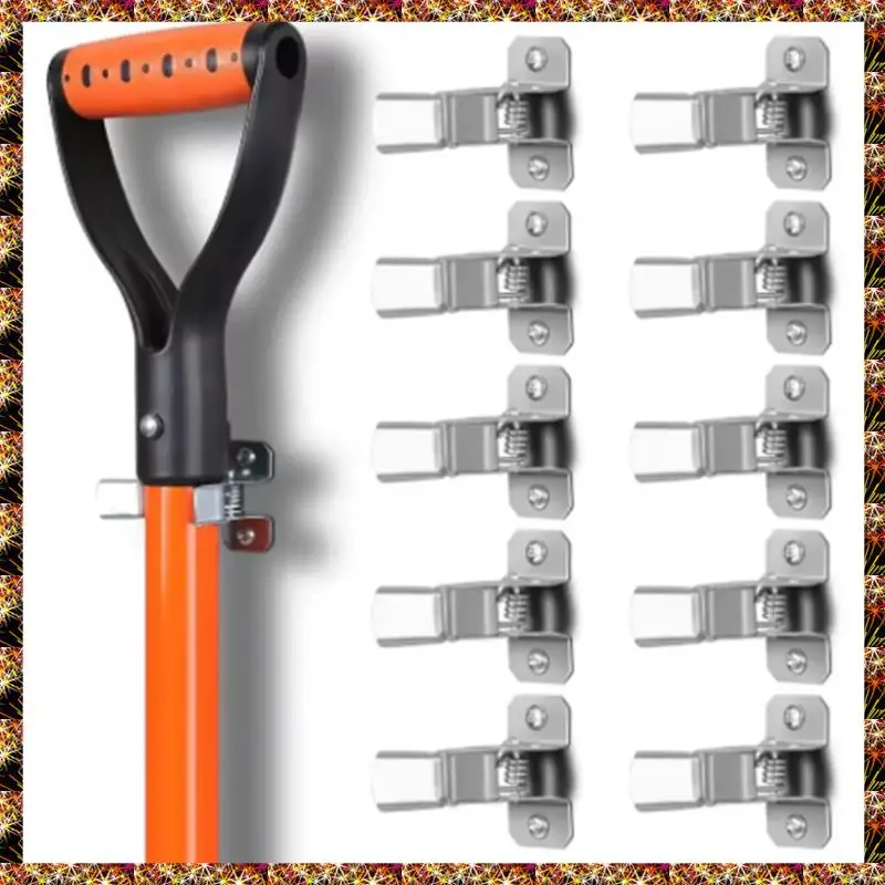 BTCL 10 Uds. Soporte para fregona y escoba con agarre de resorte para pala, rastrillo, escoba, soporte para fregona con tornillos, herramientas para colgar