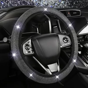 Tampa do volante do carro do diamante para mulheres, feminino, ofuscado, bling, strass, proteção 6 principais vendas capa volante girly - №1