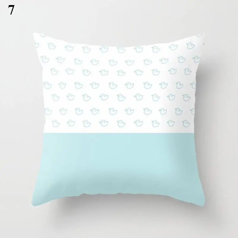 Light Blue Green Mint Color Geometric Printing Pattern Cushion Cover Home Living Room Sofa Decoration Square Pillow