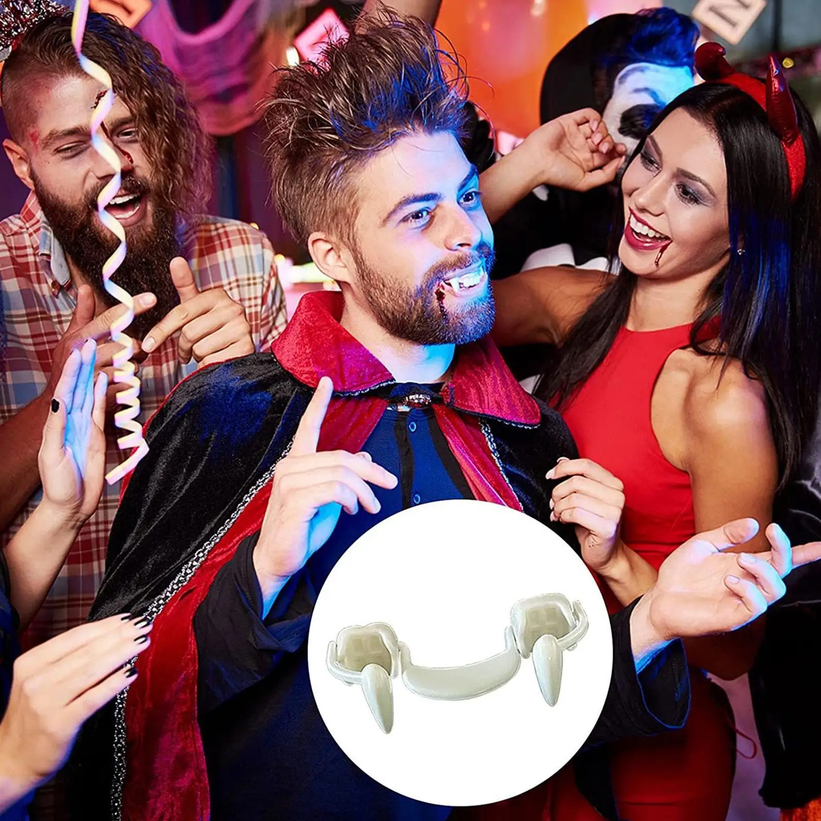 Vampire Fangs Teeth Retractable Realistic Vampire Fangs Scary Creepy Masquerade Accessories For Role‑Playing Themed Events
