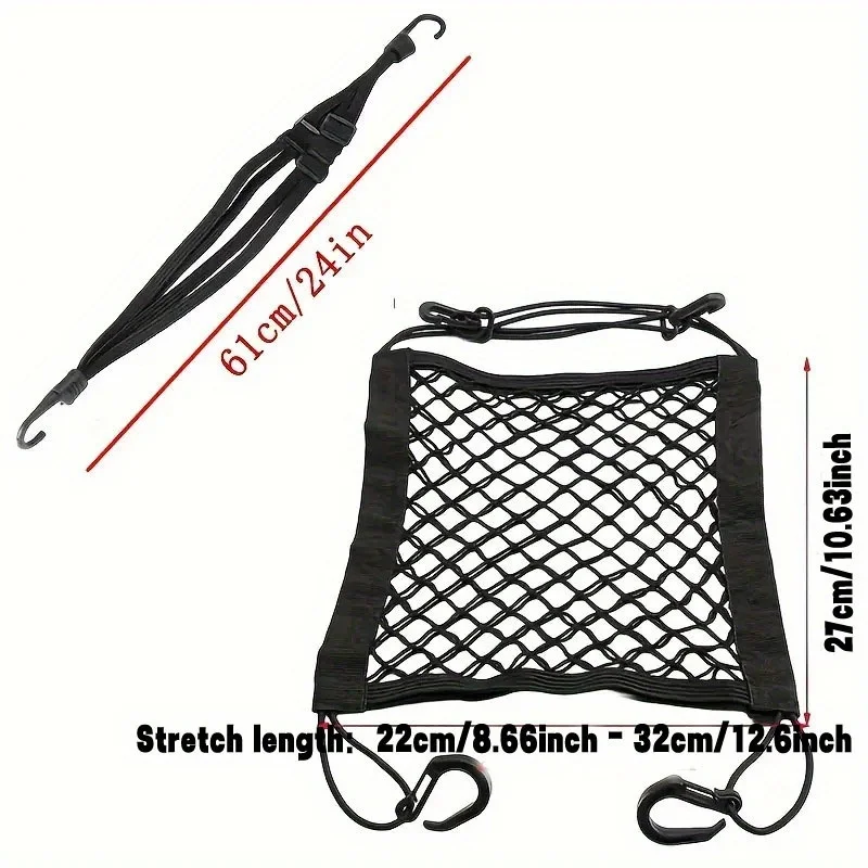2Pcs/Set Travel and Cycling New Energy Binding Straps, Fixed Net, Elastic Motorcycle and Bicycle Hook Rope/Helmet Net Strap, Elastic Strap, Black Mesh Luggage Organizer, Secure Storage image 6