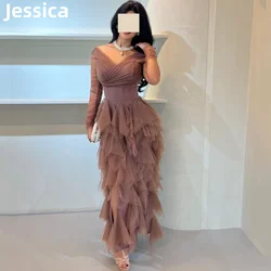 Jessica Tulle Long Sleeves Prom Dresses Saudi Arabia Formal Evening Dresses Elegant Lady Party Dresses 2024Wedding Dress