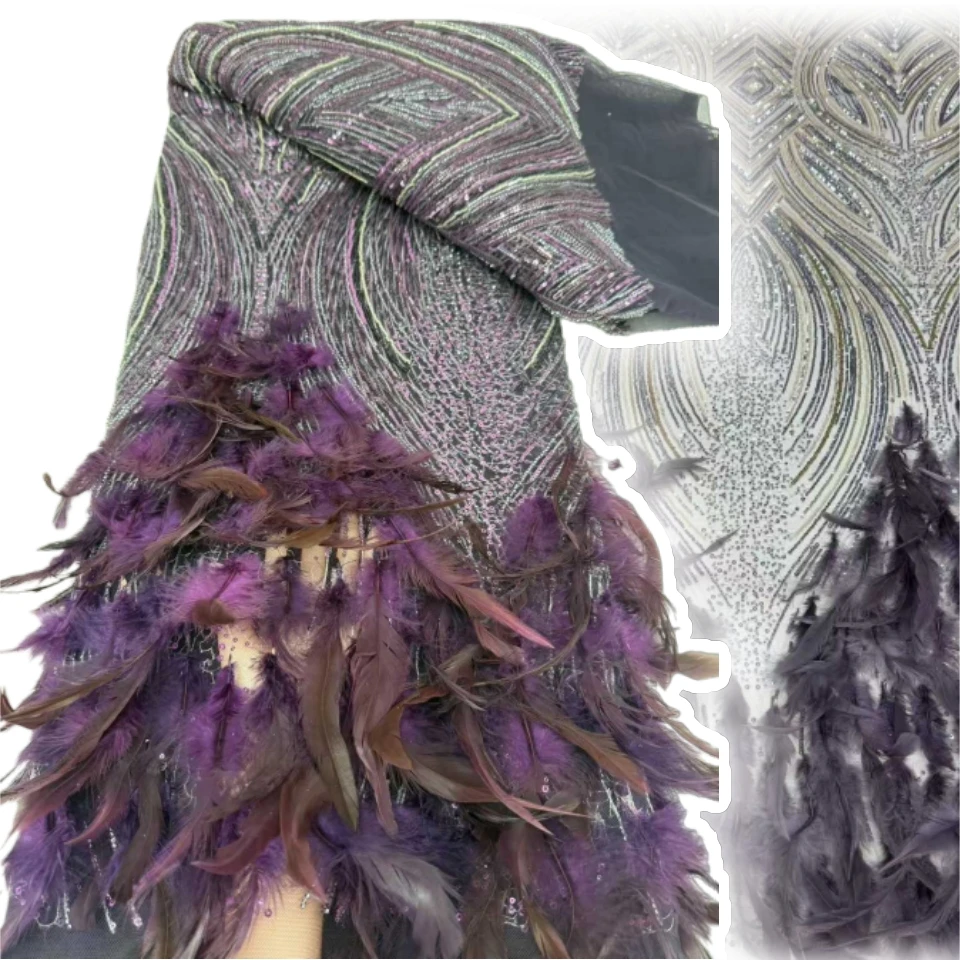 

Madison-Luxury 3D кружево с перьями, блестящие блестки, сетчатое кружево, тюль, швейцарская, невеста, свадебная вечеринка, шитье, высокое качество, CC1806