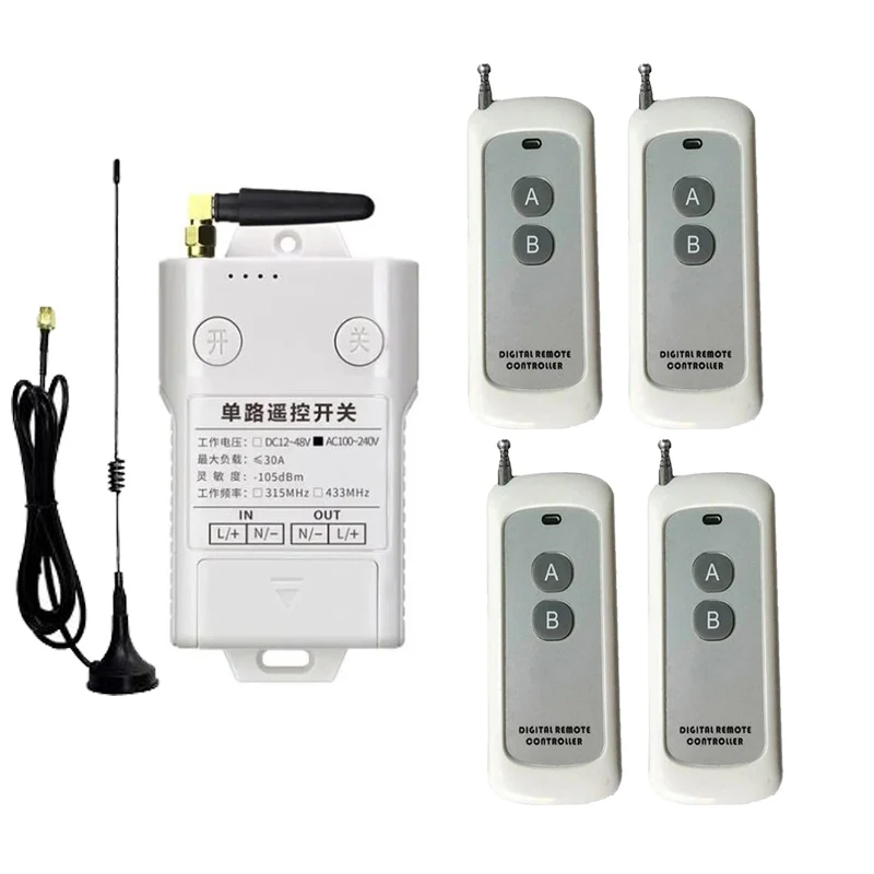 500m Wireless Light Remote Controller Switch 433MHz DC12V 24V 48V 30A Relay Receiver Module Transmitter for Pump/Lamp/Lock/Fan