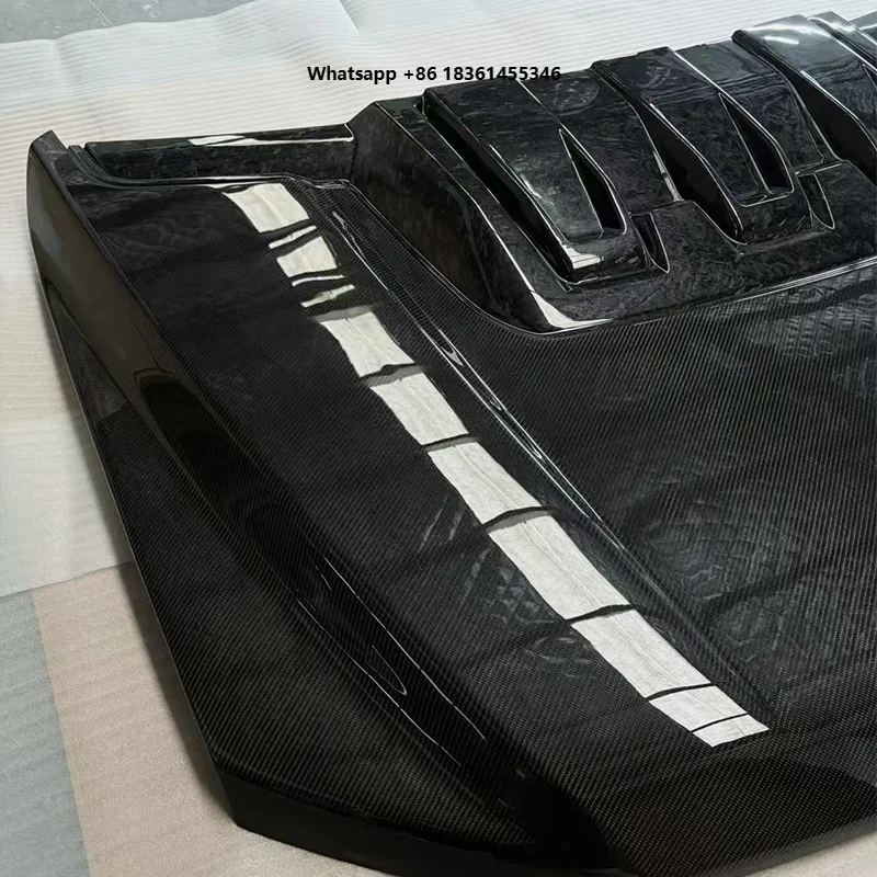 

For F150 Raptor Third Generation Black Car Hood Cover Universal Fitment Carbon Fiber Engine Front Hood Bonnet