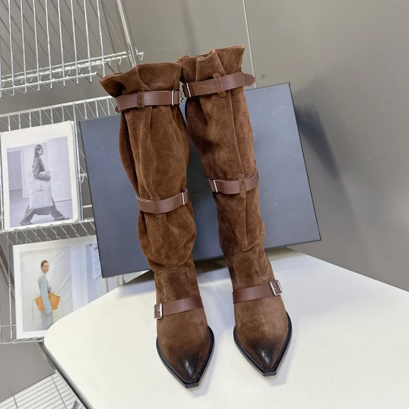 أحذية الثلوج الدافئة أحدث الخريف الشتاء نمط كسول نمط مشبك نمط كتلة كعب الأحذية قبعات رعاة البقر الغربية الأحذية عطلة الثلوج رحلة الثلوج