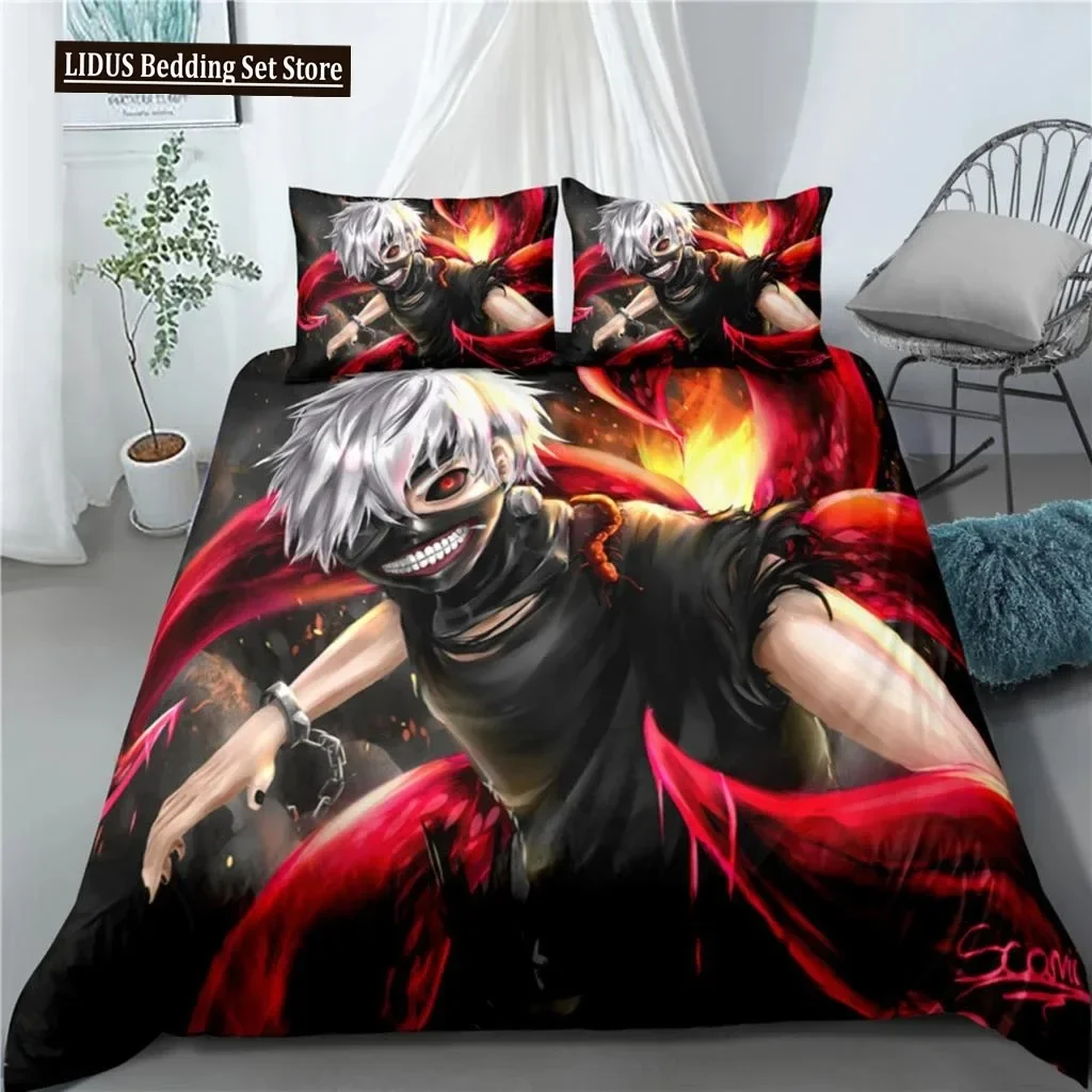 

Anime Tokyo Ghoul 3D Printed Bedding Set Duvet Covers Pillowcases Comforter Bedding Set Bedclothes Bed
