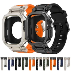 Cinturino in Silicone + custodia per PC per Apple Watch Ultra 2 49mm 44mm 45mm custodia protettiva in TPU bracciale sportivo per IWatch Series 9 8 7 6 5 4