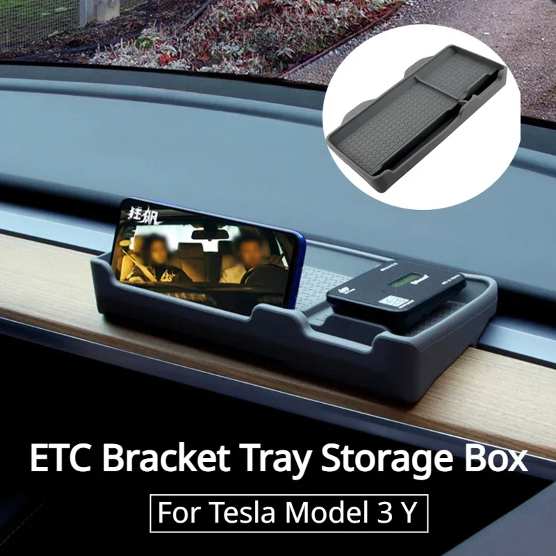 ETC Bracket Tray for Tesla Model 3 Y Central Control Instrument Panel ETC Silicone Storage Box Car Interior Accessories 2023