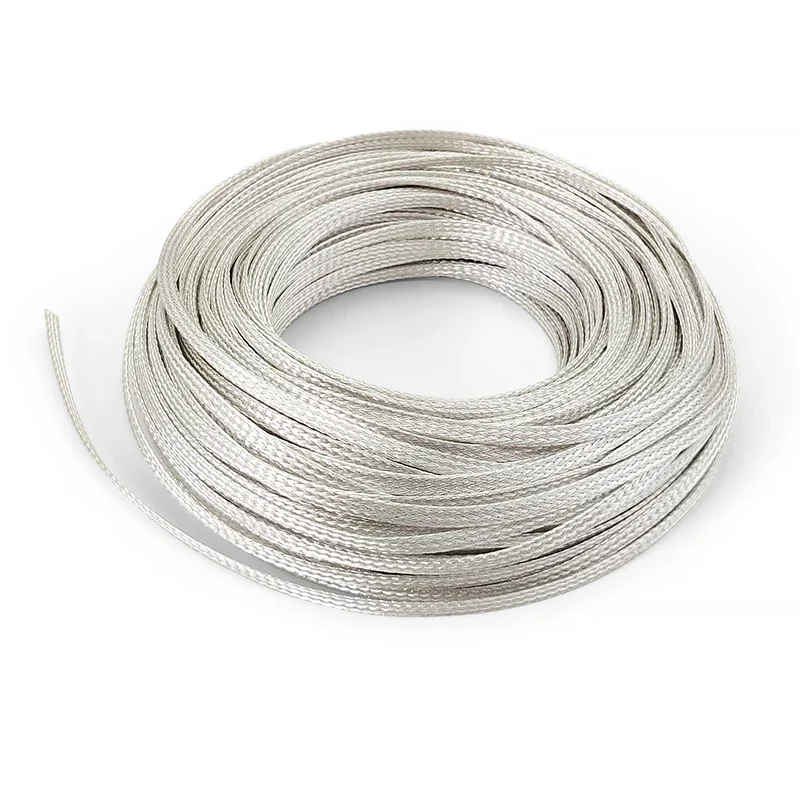 Electromagnetic Wave Blocking Silver Copper Braided Net Sleeve 2~25mm Telescopic Anti-Interference Electronic Wiring Shield