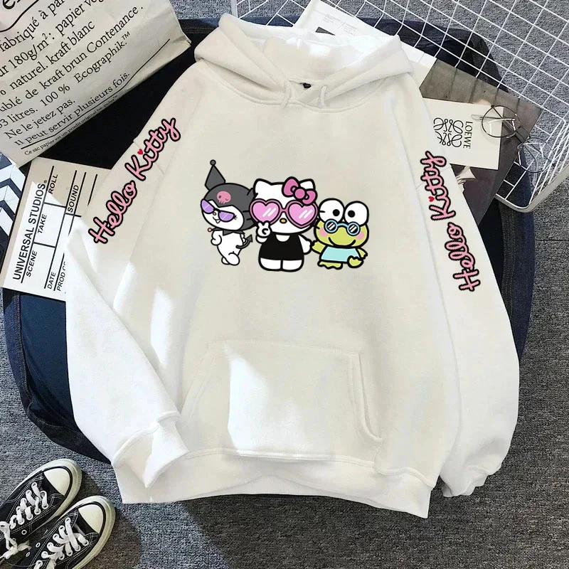 Sudadera con capucha de HelloKittys para mujer, ropa de manga larga Y2k, Harajuku, Kawaii