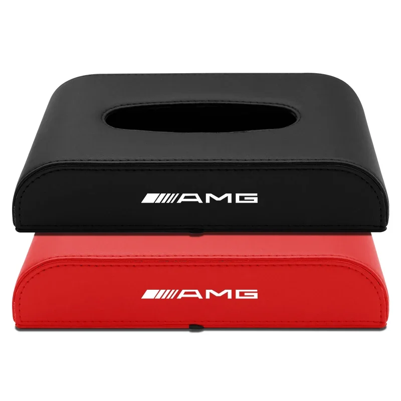 1pcs AMG Car Tissue Box Holder Armrest Box Storage Case Auto Accessories For Mercedes Benz B/C/E/S W203 W204 W205 W212 W213 CLS